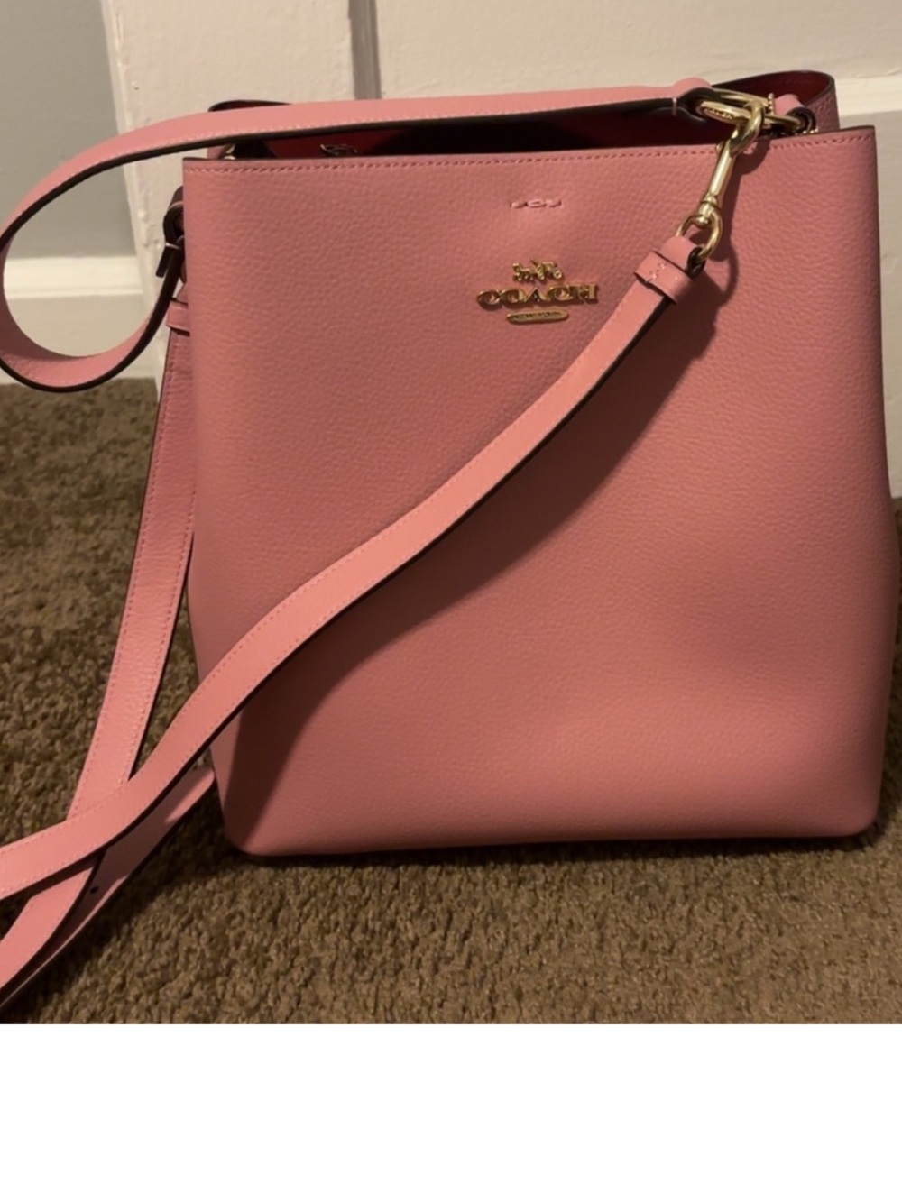 Coach Pink Leather Crossbody Bucket Bag